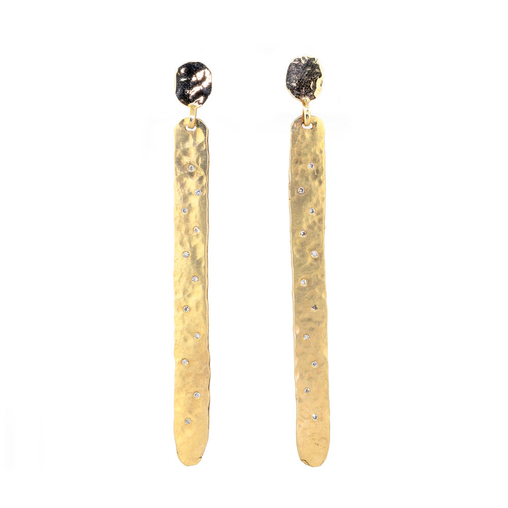 Gold hammered vermeil gold drop earrings I Karma Links Jewellery -  karmalinksjewellery.com